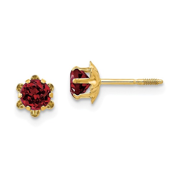 14k Yellow Gold Madi K Children's4mm CZ Birthstone (Jan) Screwback Earrings